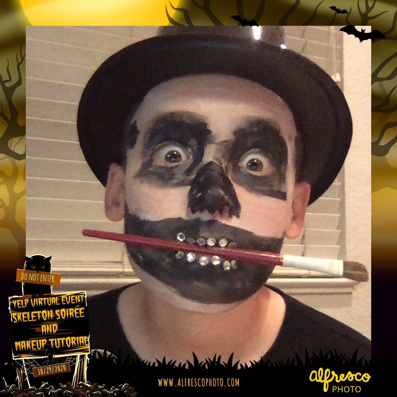 Yelp Skeleton Makeup Tutorial | View more photos from the event at events.alfrescophoto.com/u/AlfrescoPhoto/Yelp-Skeleton-Makeup-Tutorial